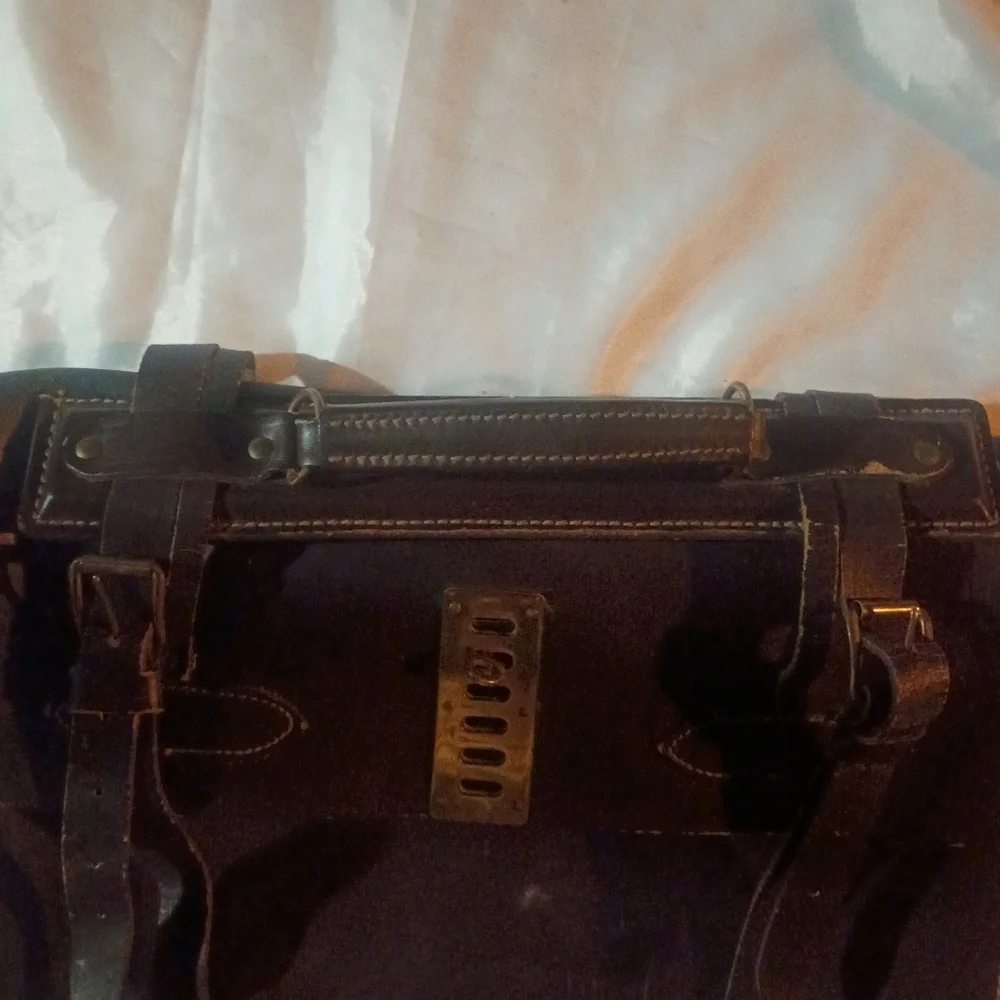 Vintage US Government Type VIII Leather Briefcase Navigation Document Bag Brass
